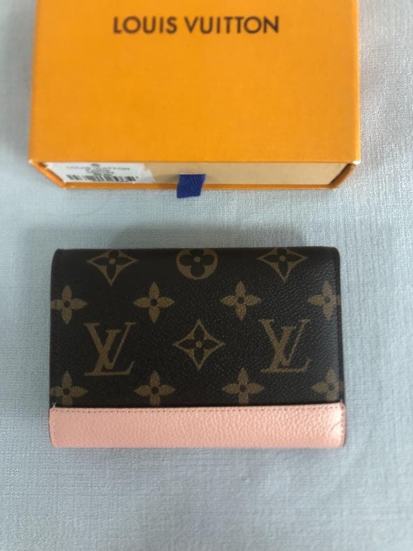 財布　ピンク　LVロゴ　レディース　ブラウン　バッグ　本革　スナップフィット