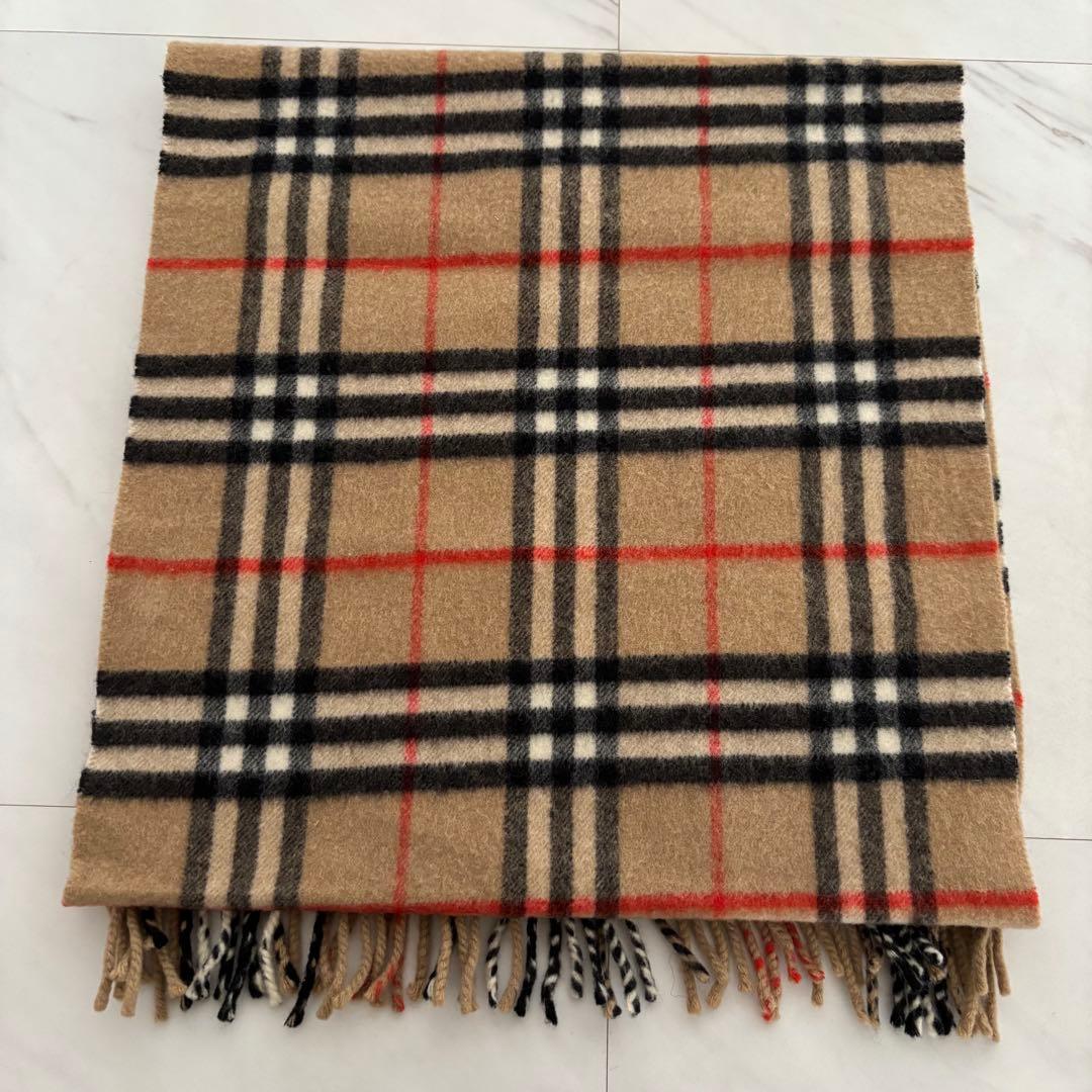 Burberry カシミア100% チェック柄マフラー　ノバチェック　ベージュ