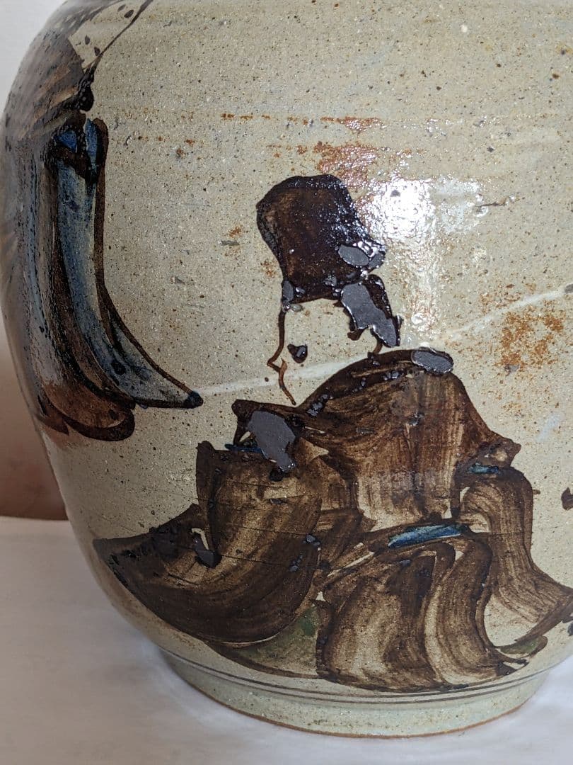 ♦作品少数 乾山焼？三浦乾也 時代絵巻図壺 瓶 花瓶 置物飾りレア物 骨董品