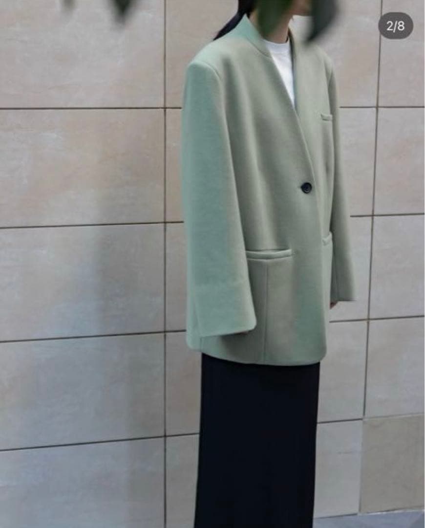 digne collarless jacket coat モスグリーン