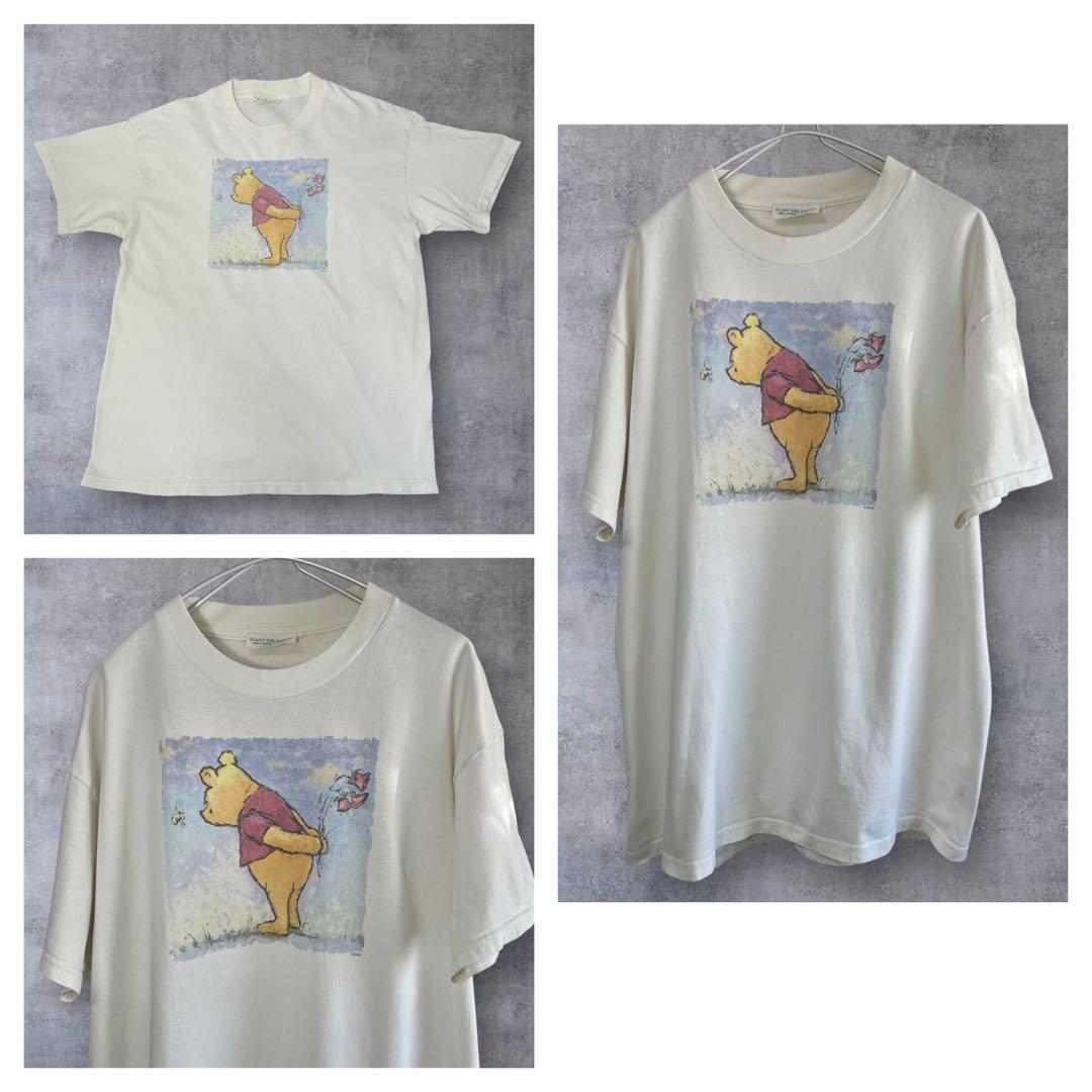 90s~00s Disney Classic Pooh水彩アートプリントTシャツ