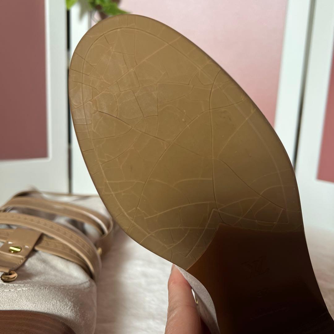 正規店購入Louis Vuitton スエードモノグラムストラップニーハイブーツ