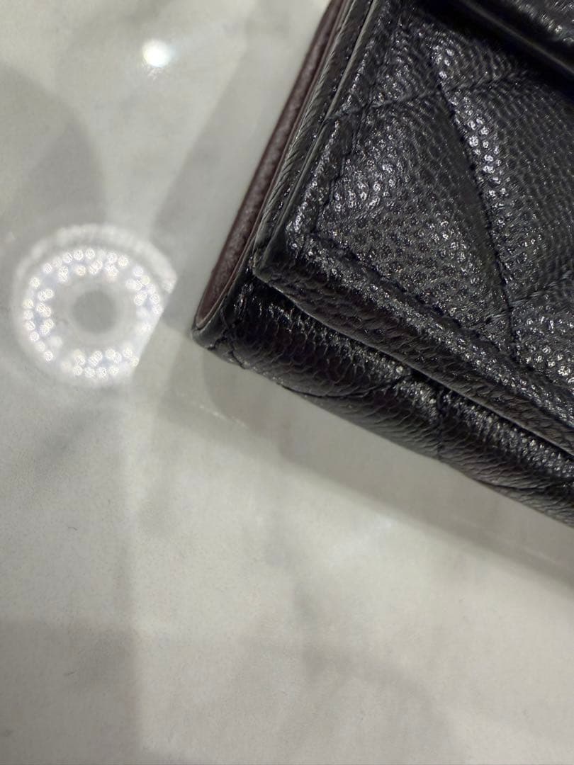 シャネル CHANEL 3つ折り財布 コンパクトウォレット ブラック