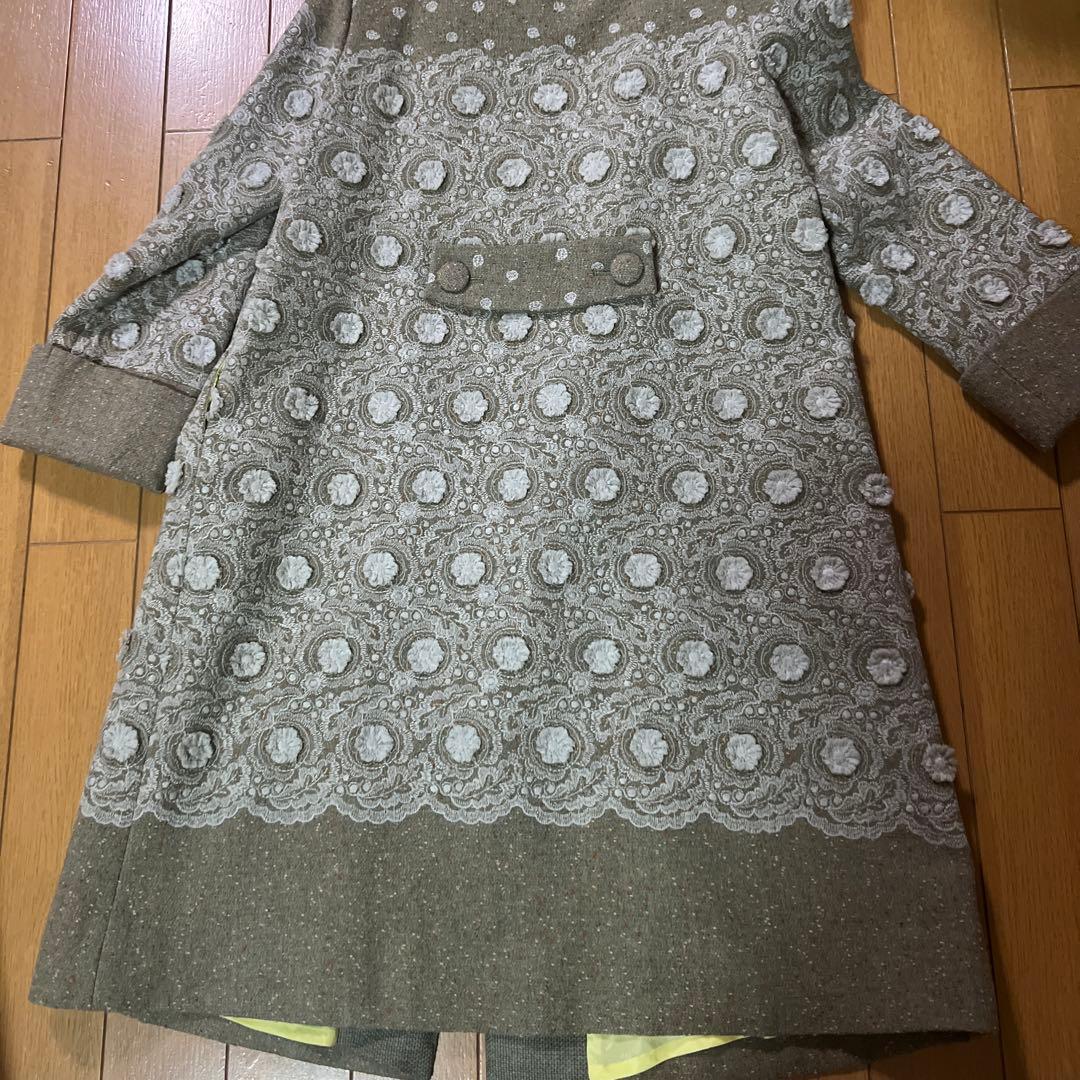 ミヤコMIYACO素敵な刺繍入りツイードロングコート 新品