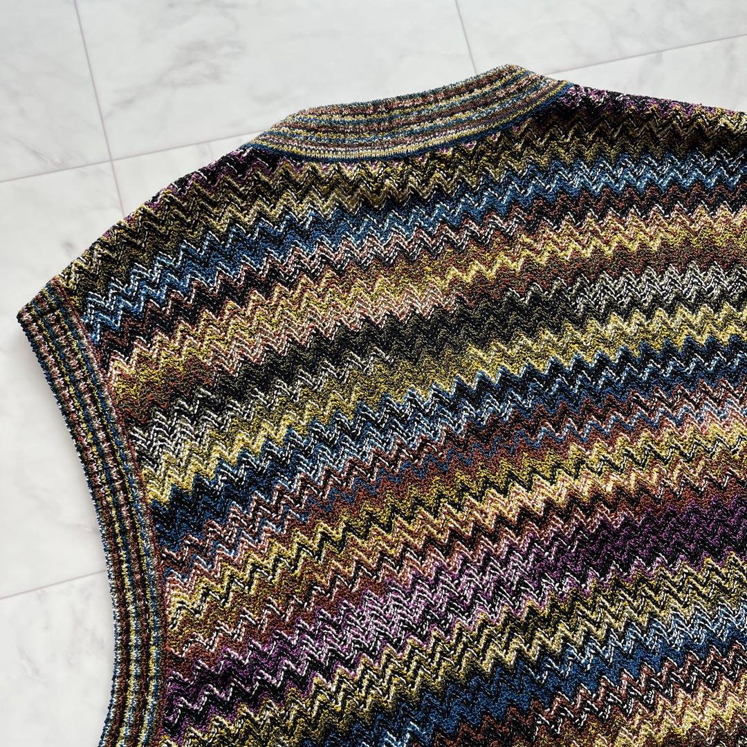 MISSONI ニットベスト リネンコットン　総柄 マルチカラー イタリア製