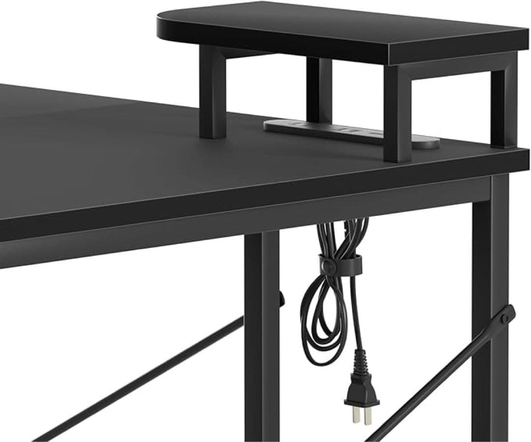 パソコンデスク⭐️L字デスク 電源コンセント ラック付き 110×80×74cm