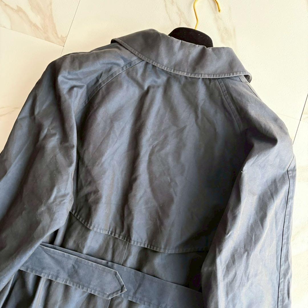 人気◆バーバリー ライナー ベルト付 トレンチコート ロング 紺色 M