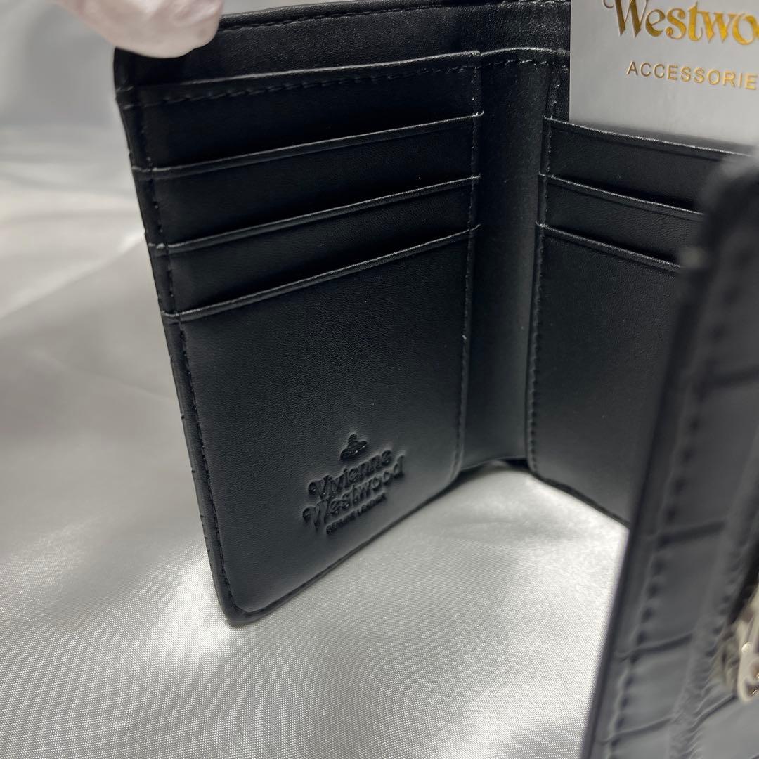 新品VivienneWestwood ブラック クロコダイル柄 三つ折り財布