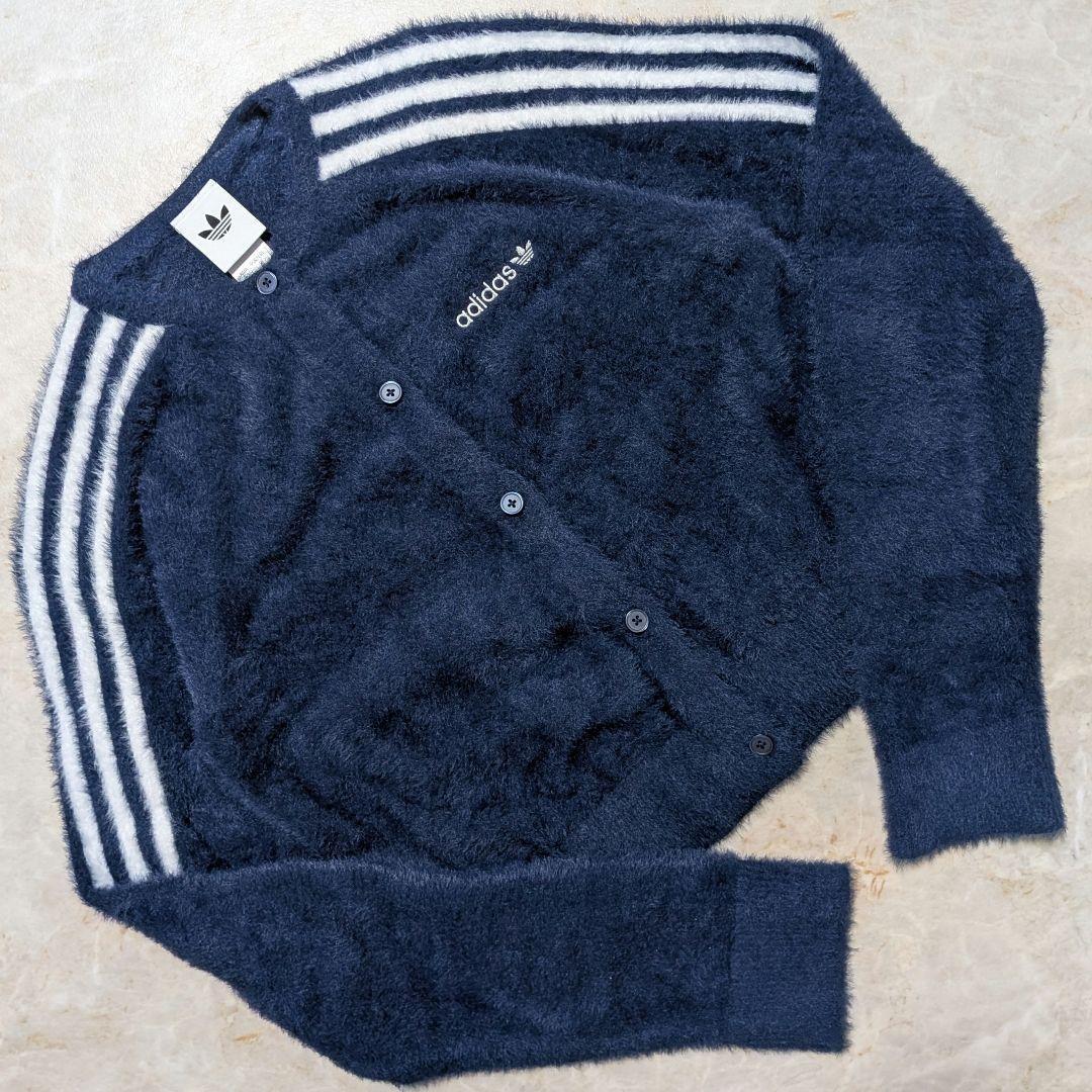 超希少⭐極美品 adidas フラッフィーニットカーディガン M 紺白 りなてぃ