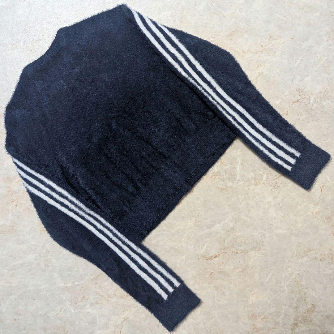 超希少⭐極美品 adidas フラッフィーニットカーディガン M 紺白 りなてぃ