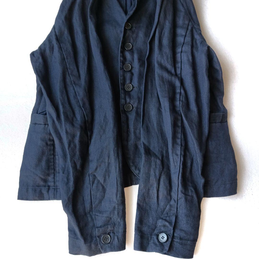 【パドカレ】 23SS 綾リネンジャケット ネイビー 36 日本製 製品染め