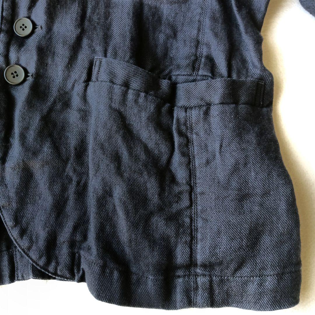【パドカレ】 23SS 綾リネンジャケット ネイビー 36 日本製 製品染め