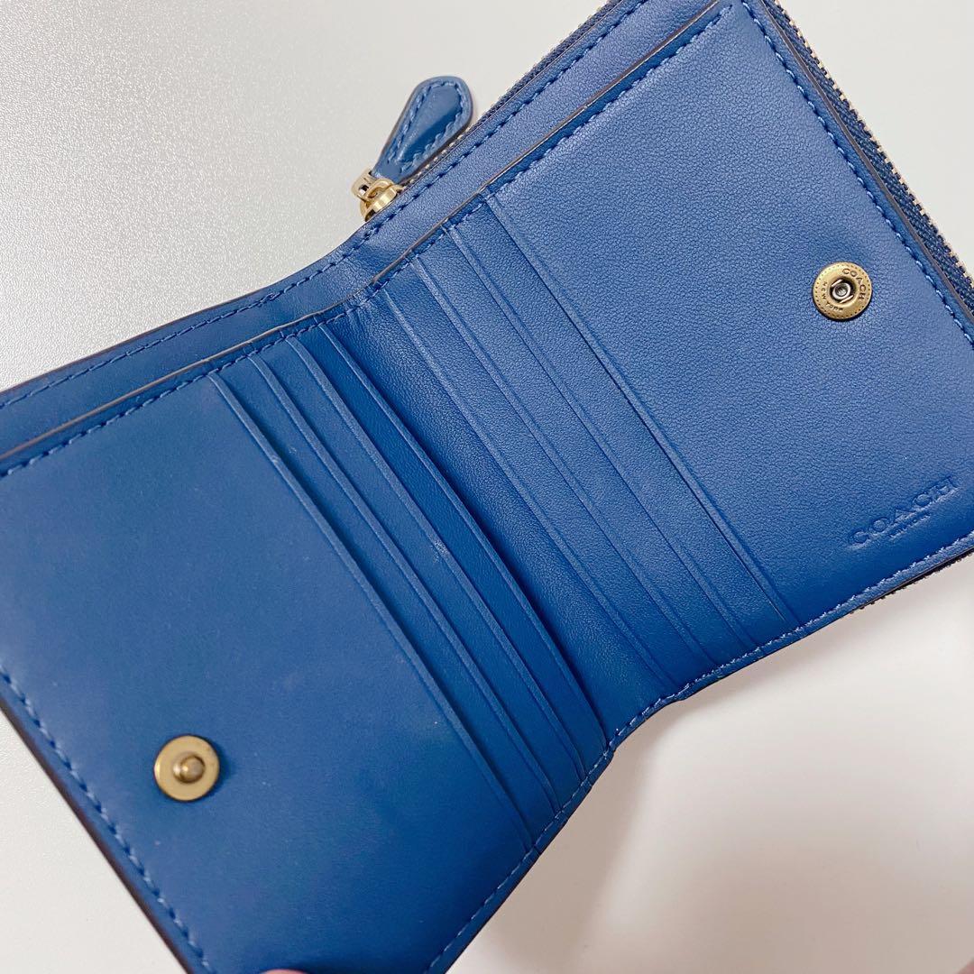 【大人気！】COACHコーチ★ビルフォールドウォレットリベット★青ブルーBLUE