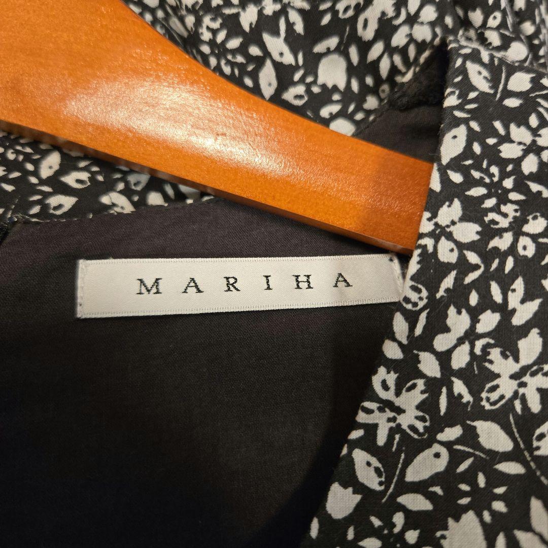 MARIHA フラワープリント 半袖ひざ丈ワンピース