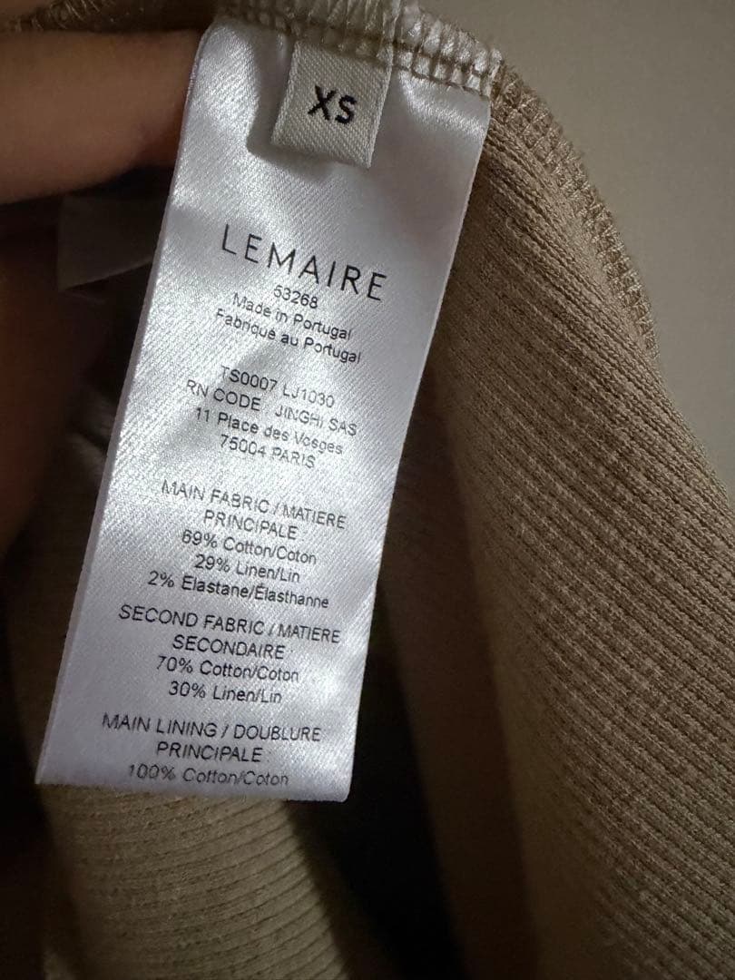 lemaire 26ss コットンリネンヘンリーネックリブT