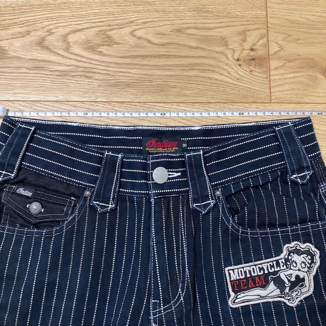 Indian motorcycle Betty Boop ストライプデニム30