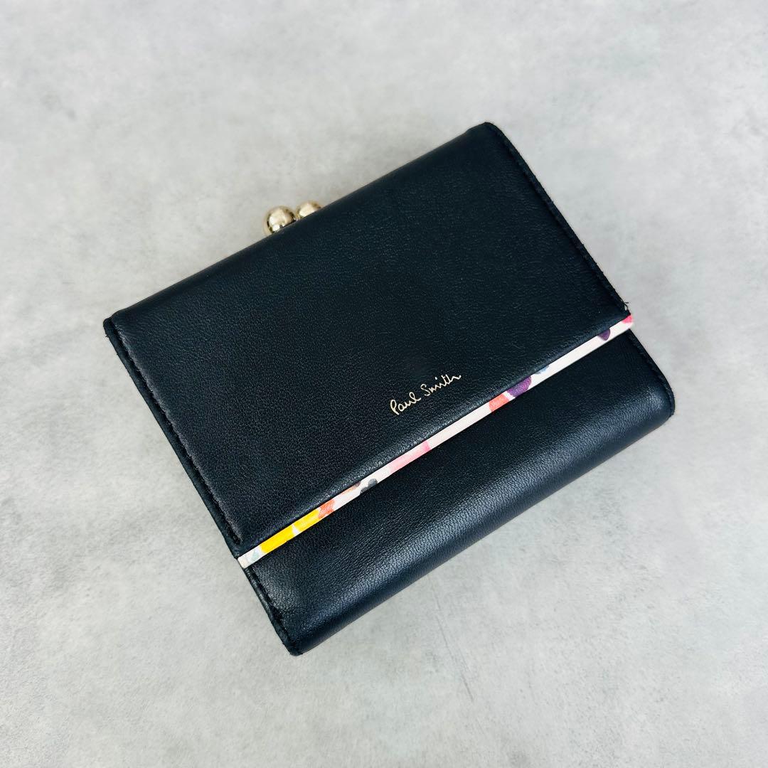 廃盤✨Paul Smith マーガレットプリントトリム がま口 三つ折り財布②