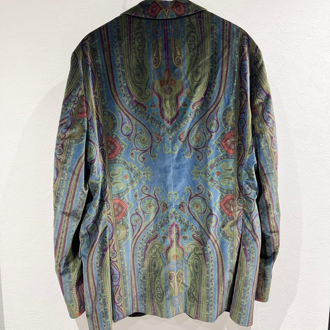 エトロ テーラードジャケット ETRO サイズ54 グリーン パープル 柄