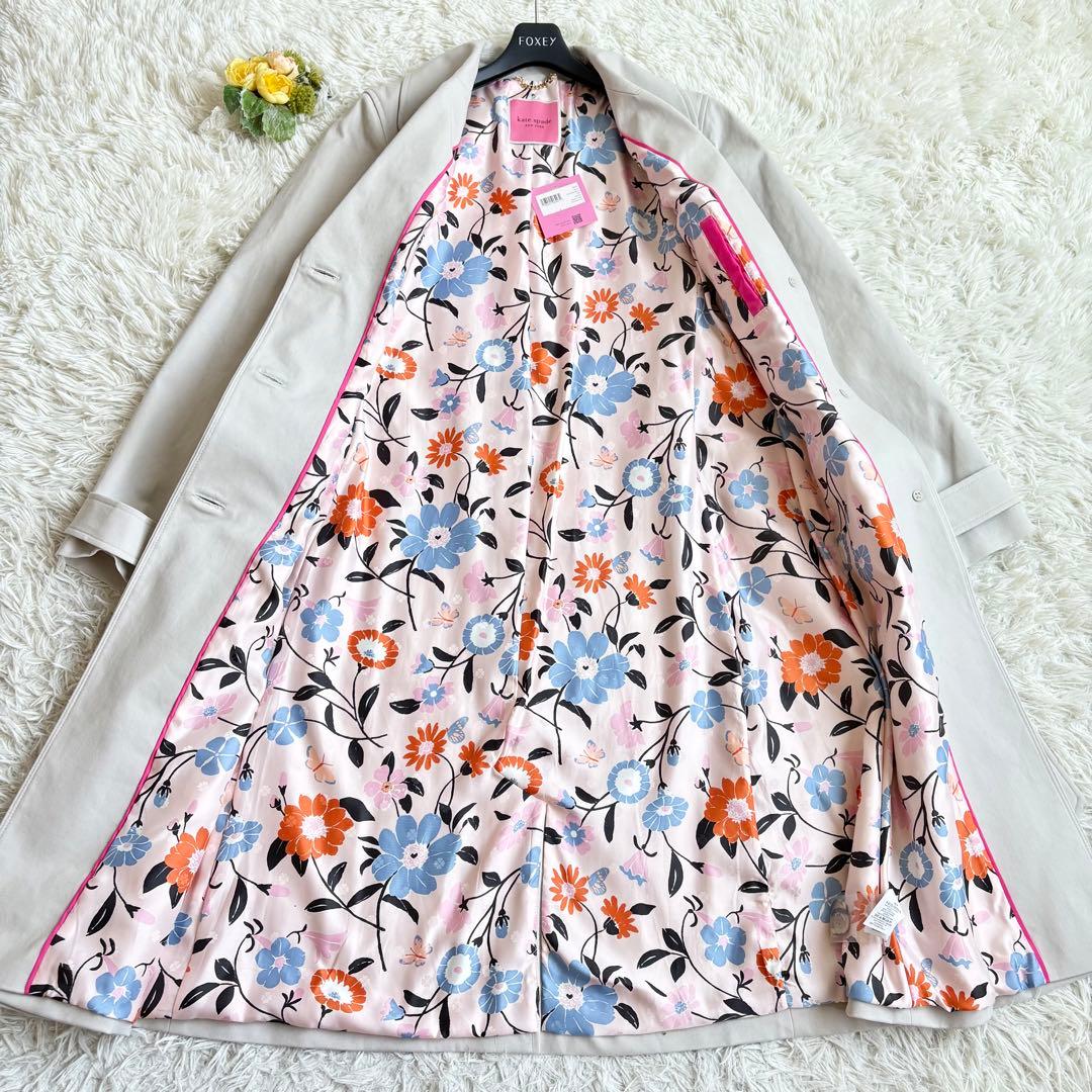 新品タグ付き♡ケイトスペード トレンチコート 裏地花柄 リボンベルト 6.8万円