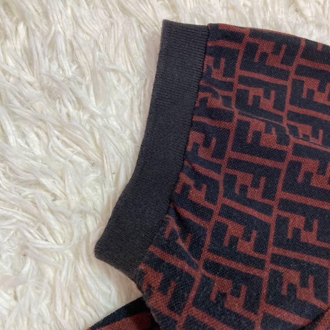 FENDI✨ズッカ　42 ポロシャツ　90年代　大きいサイズ　半袖　ブラウン