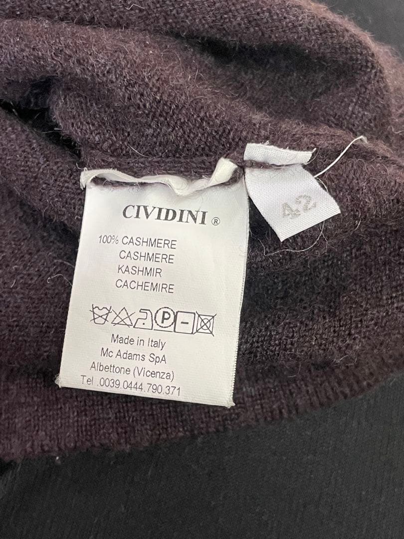 美品　CIVIDINI カシミヤ100% 幾何学模様 ダークパープル ワンピース