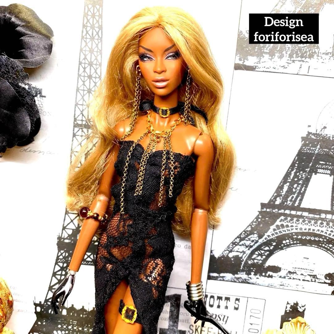 BLACK luxury long dress ★accessories★