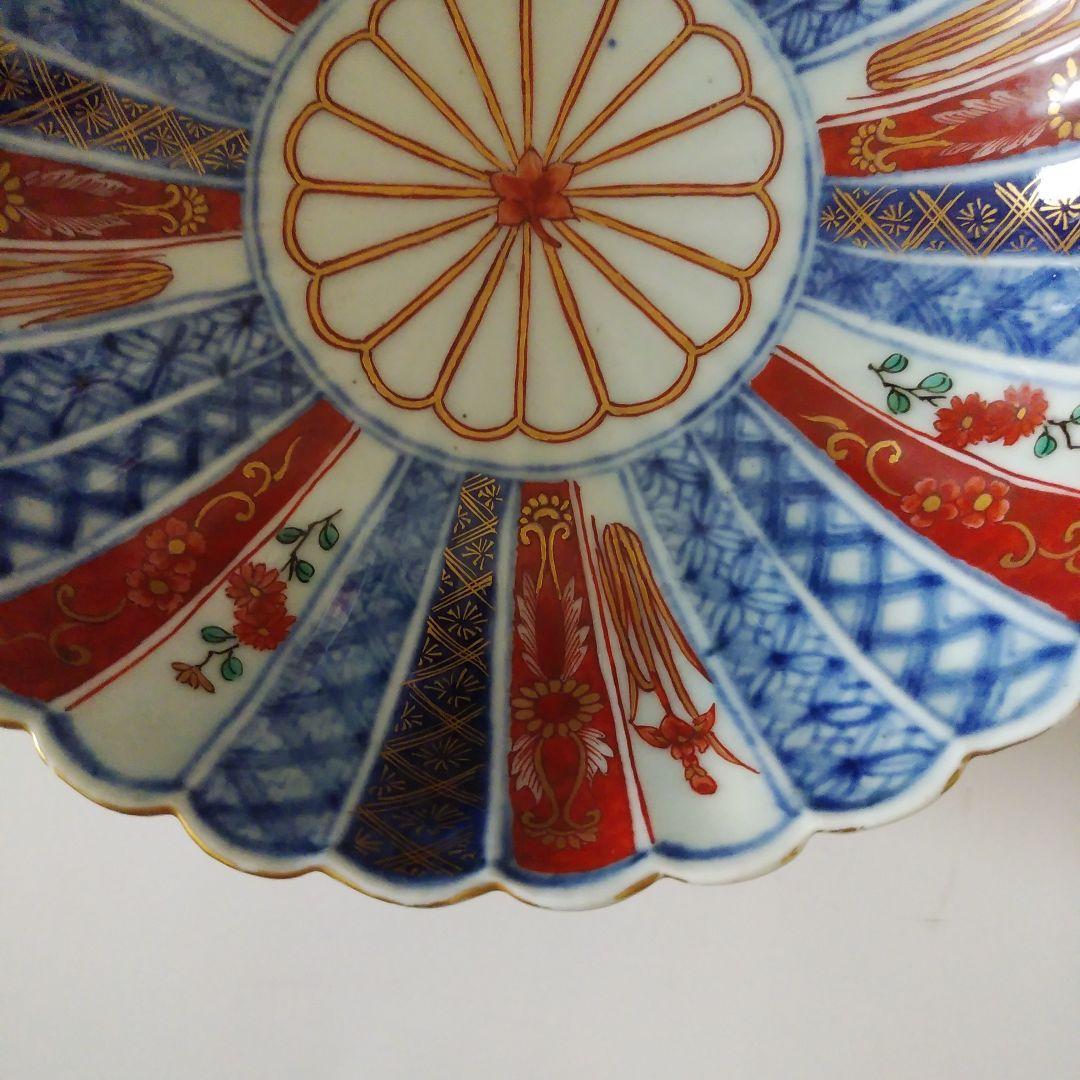 古伊万里 色絵染付 菊割菊花文鉢 大明成化年製 上手 アンティーク