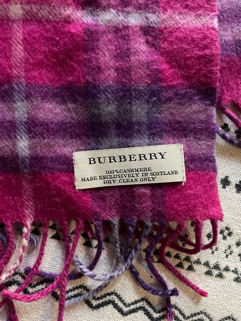 BURBERRY 100%カシミヤ マフラー ピンク系