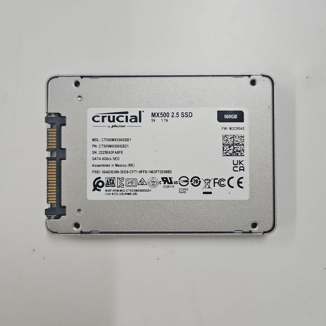 crucial MX500 500GB 2.5インチSSD ほぼ未使用