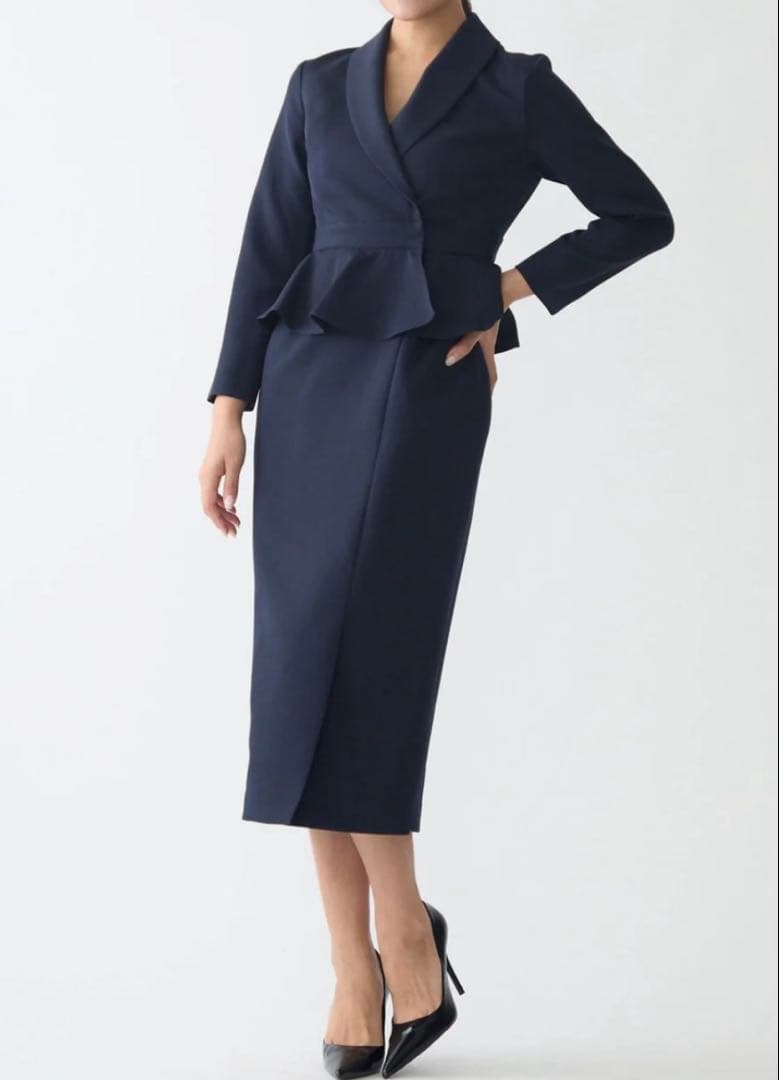 新品 Audire Cheer up peplum dress (Navy) S