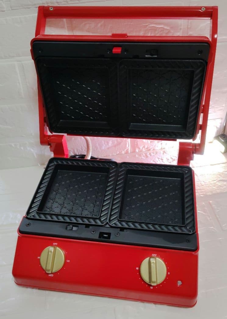 【未使用級】BRUNO グリルサンドメーカー ダブル レッド ホットサンド　赤色