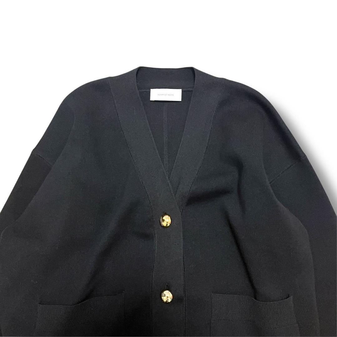 極美品⭐️アダムエロペ　ロゴボタン　カーディガン　黒　金ボタン　25ss 手洗い