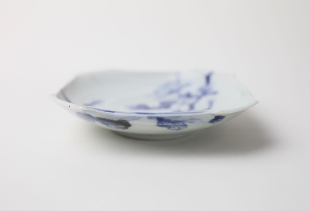 時代 染付 牡丹図 角皿 菓子器 和食器 懐石料理