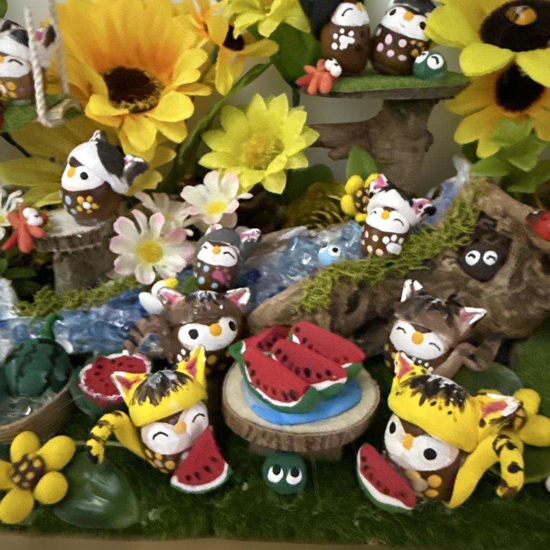 どんぐりアート♡猫帽子ひまわりBIGオブジェ♡