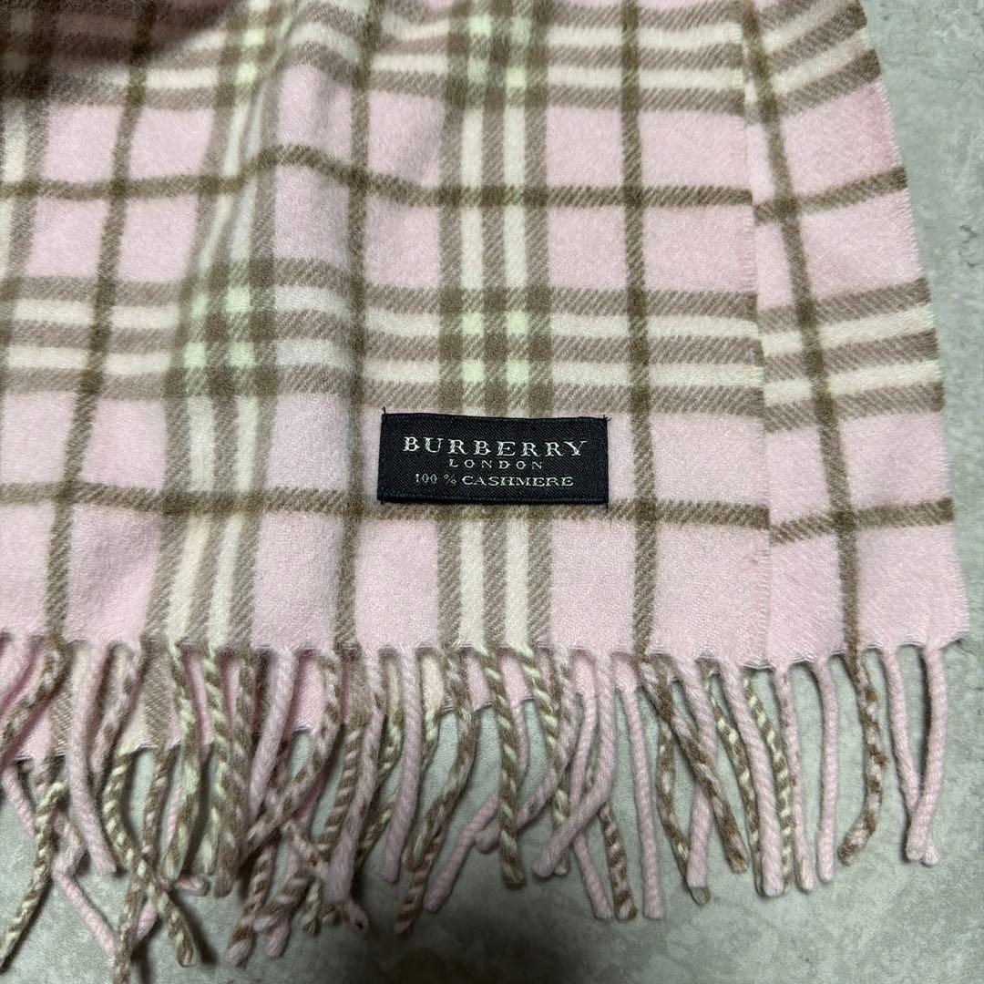 バーバリー　BURBERRY ロンドン カシミヤマフラ　ピンク　ノバチェック柄