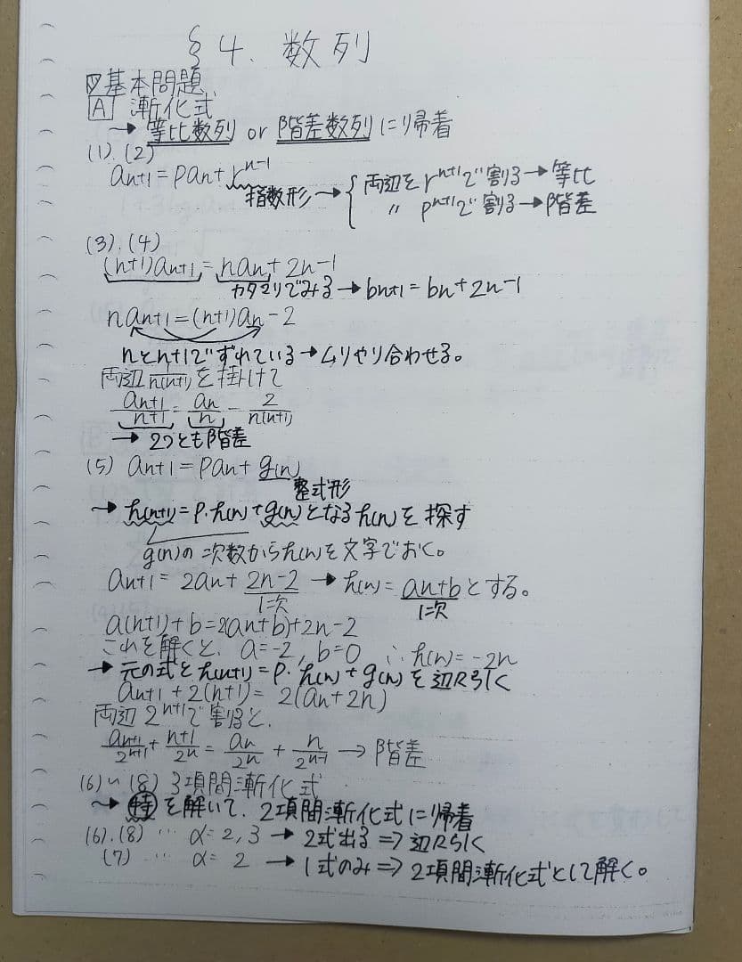 鉄緑会　高3数学　大阪校上位　数学　単元別演習　板書プリント
