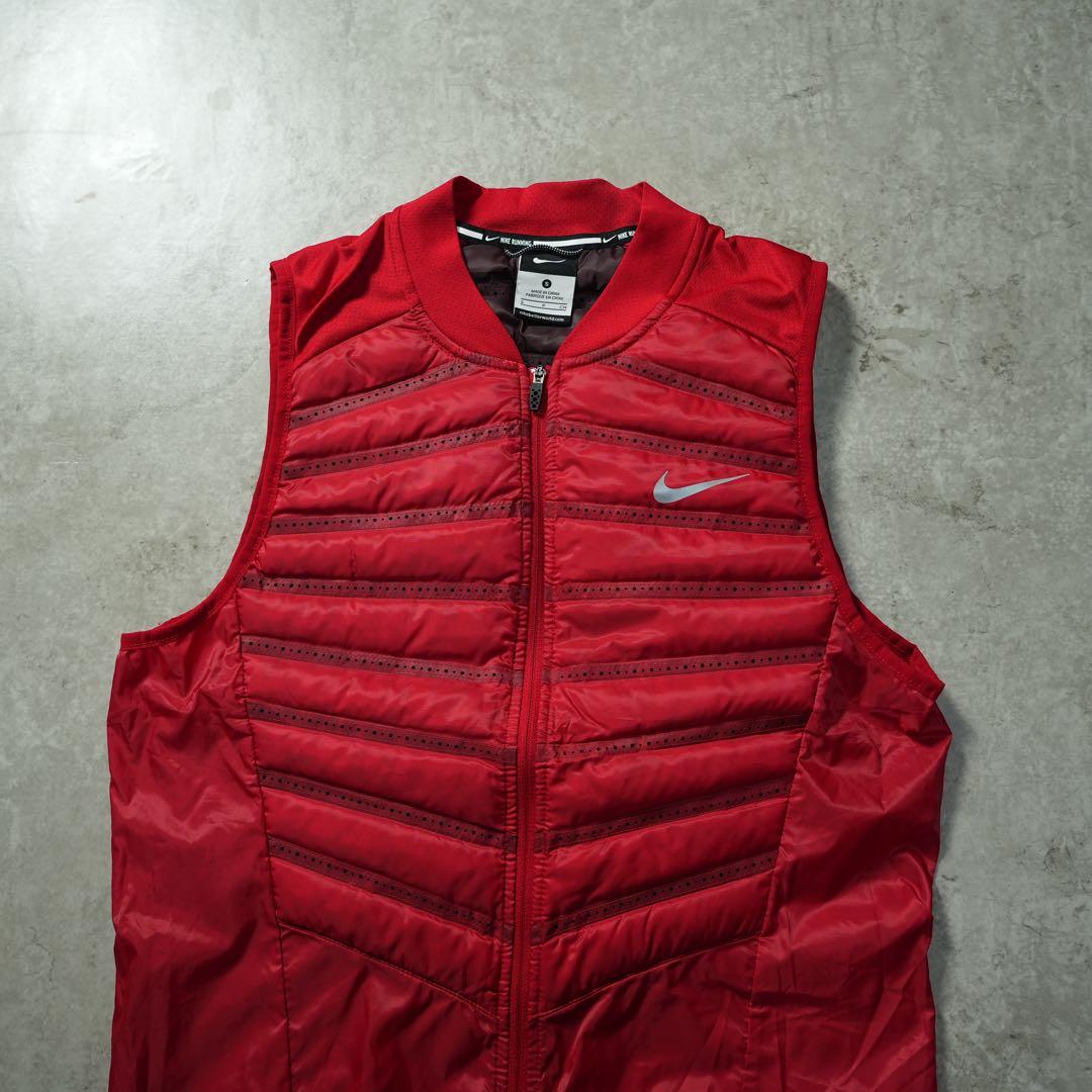 NIKE エアロロフトベスト ダウンベスト レッド 視認性◎ ランニング メンズ