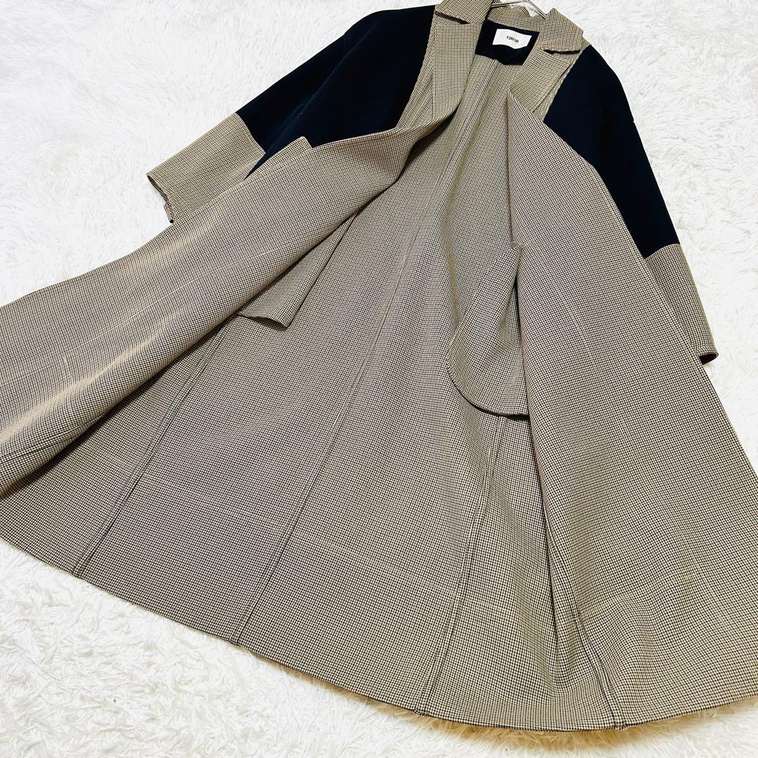FURFUR チェック切替 ロングコート F ウールライク トレンチ風 529