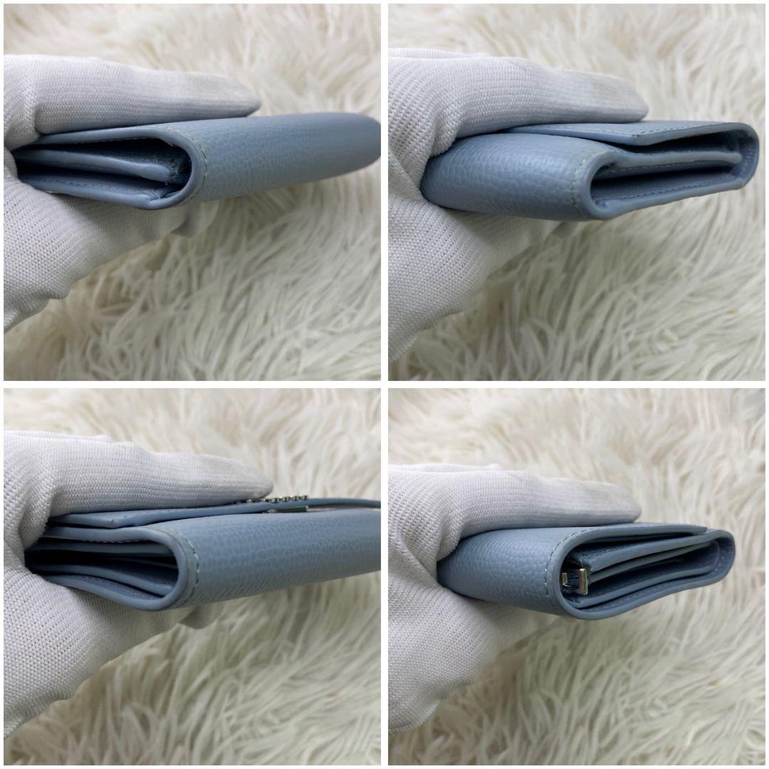 極美品 完売色 ロエベ バーティカルウォレット スモール ダスティブルー