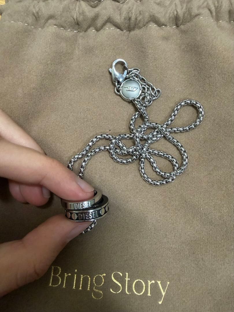 DIESEL チェーンネックレス リング付き