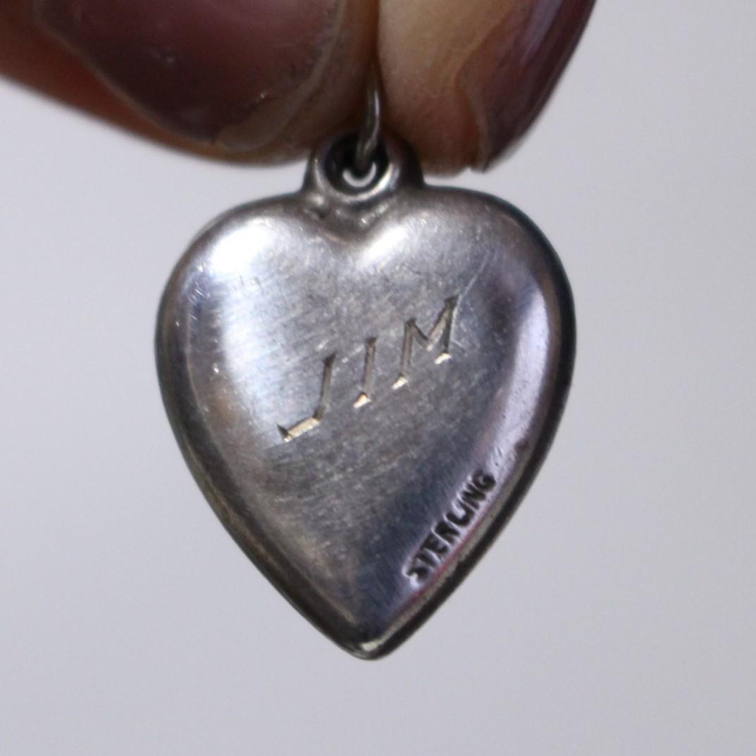 40s　スウィートハートジュエリー　WW2　シルバー　チャーム　勿忘草　波