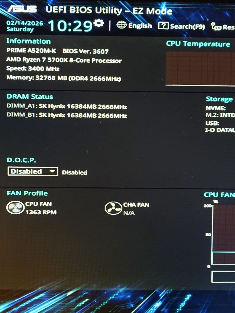 SK Hynix DDR4 2666 16GB×2 計 32GB 【動作確認済】