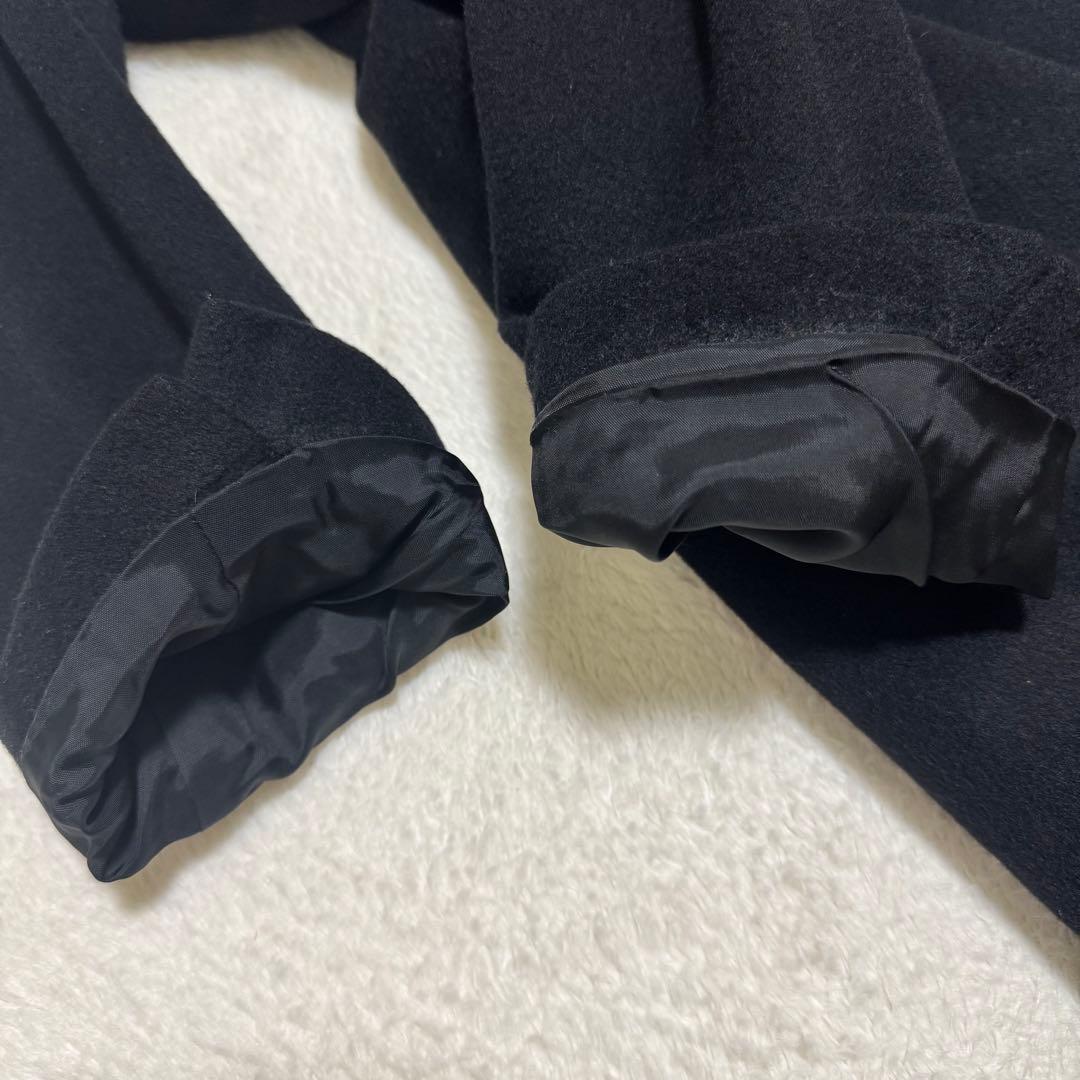 【デザイナーズ】 カシミヤ100% ロングコート 42 黒 日本製 高級