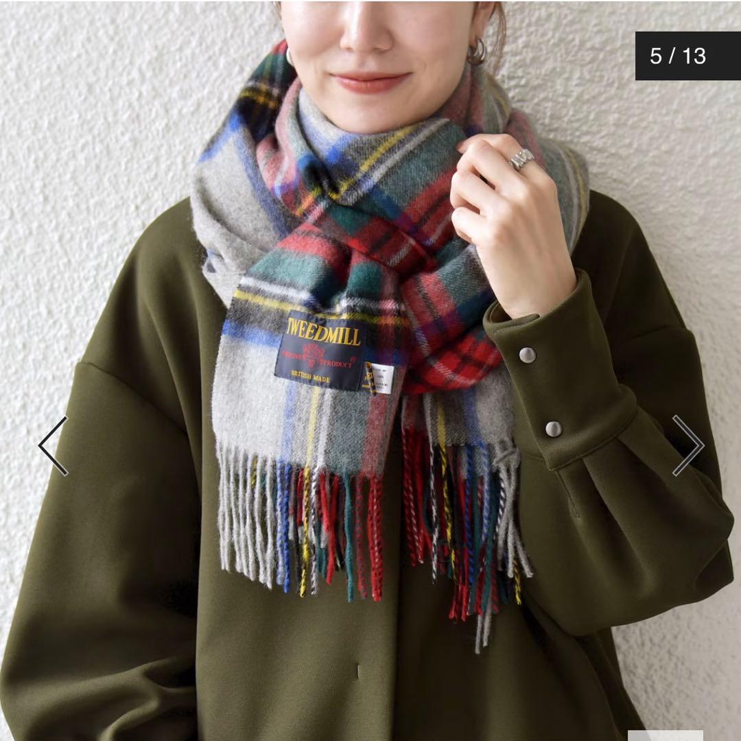 【美品】TWEEDMILL グレーチェック　大判ストール