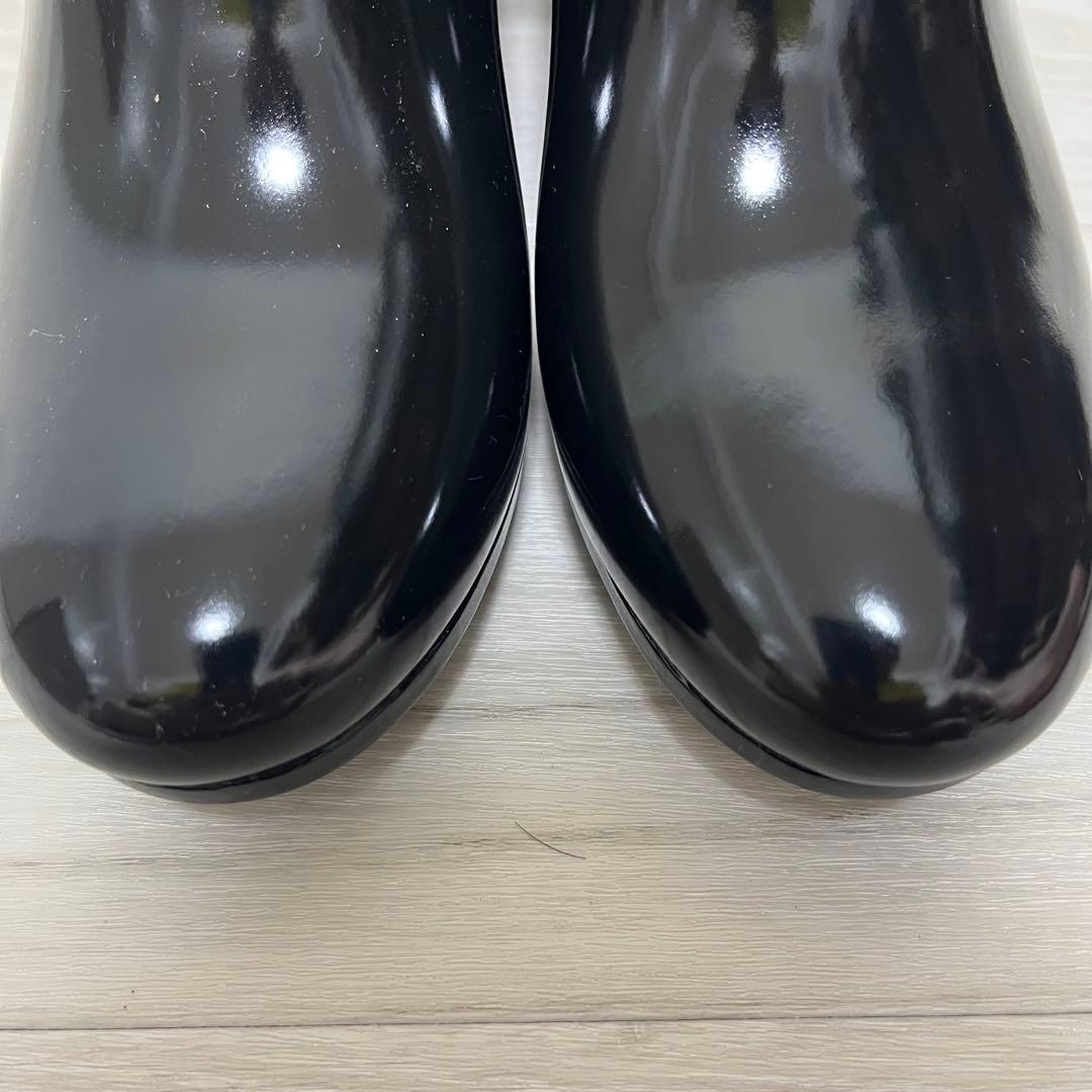 極美品　HUNTER レインブーツ　REFINED MID HEEL GLOSS