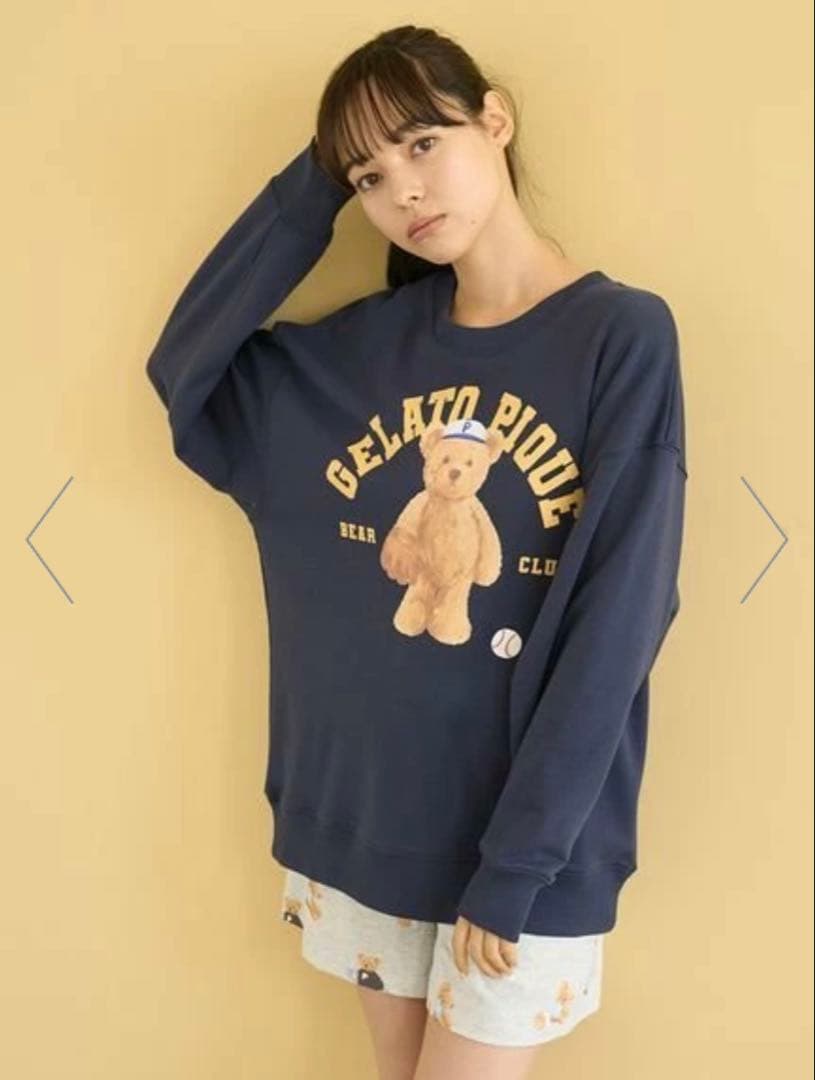 【新品】gelato pique スポーティーベア裏毛プルオーバー　ネイビー