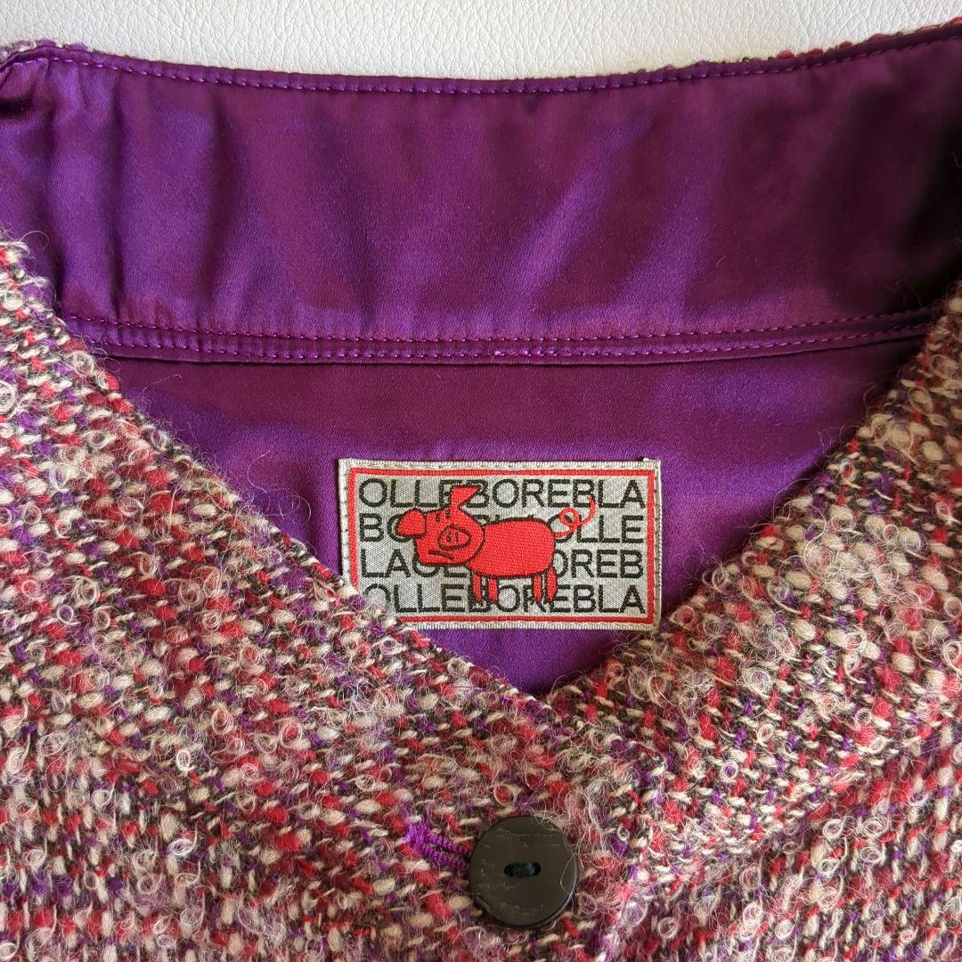 アルベロベロ ツイードコート モヘヤ混 ウール ブタさん 刺繡 アップリケ 花