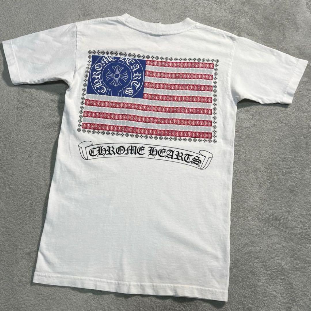 クロムハーツ　星条旗　半袖Tシャツ　背面ロゴ　ビッグロゴ　ホワイト　白