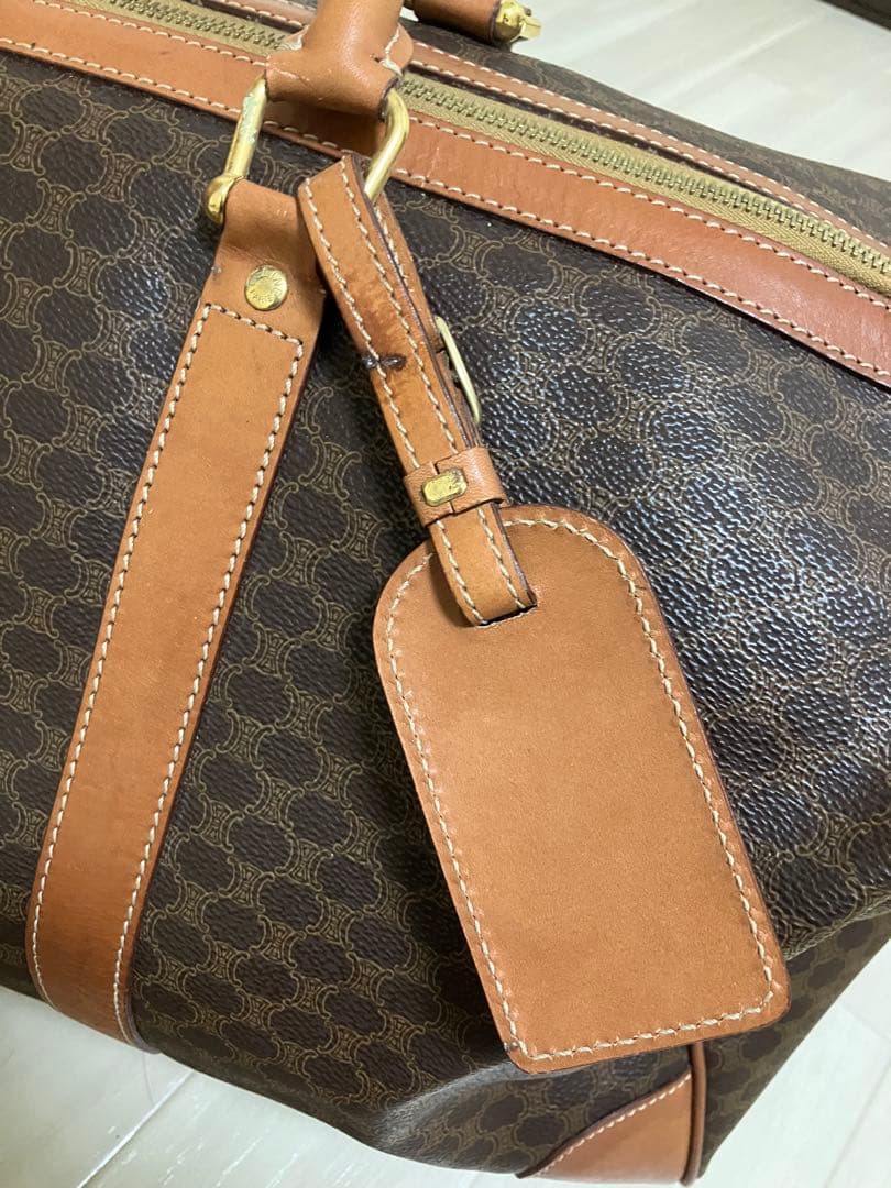 CELINE オールド セリーヌ マカダム柄 ボストン バッグ ゴールド金具