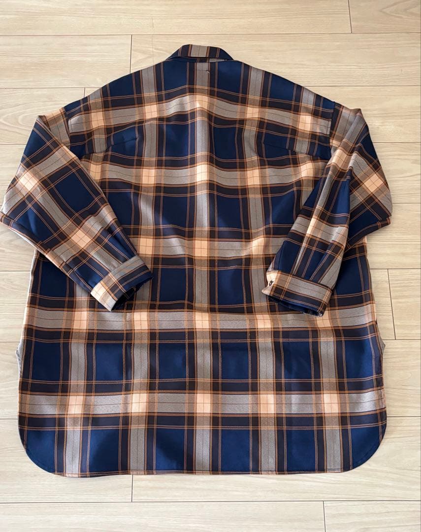 【美品】Lui's ルイス ロイヤルチェックスリットビッグシルエットシャツ